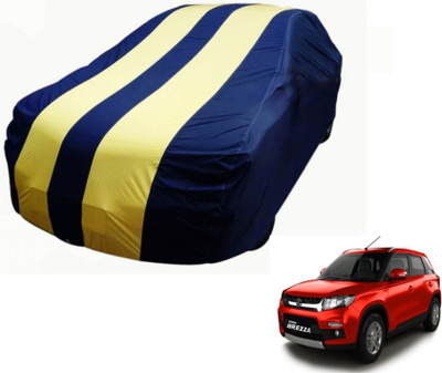 MOCKHE Car Cover For Maruti Suzuki Vitara Brezza (Without Mirror Pockets)(Blue, Yellow)
