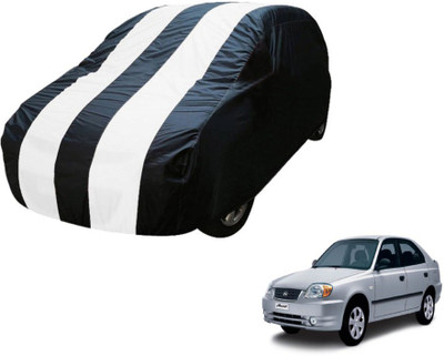 MOCKHE Car Cover For Hyundai Accent (Without Mirror Pockets)(Blue, White)