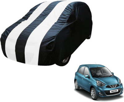 MOCKHE Car Cover For Nissan Micra (Without Mirror Pockets)(Blue, White)
