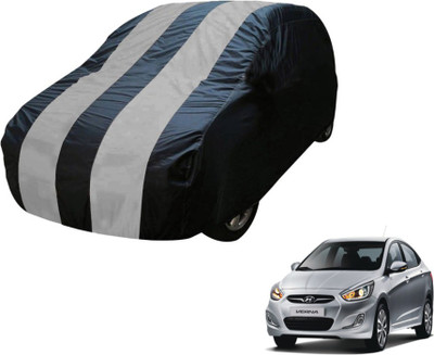 MOCKHE Car Cover For Hyundai Fluidic Verna (Without Mirror Pockets)(Blue, Silver)