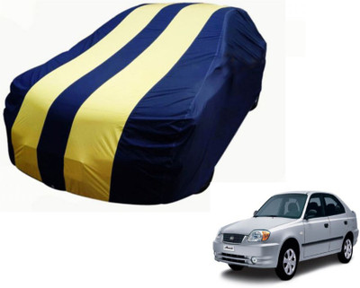 MOCKHE Car Cover For Hyundai Accent (Without Mirror Pockets)(Blue, Yellow)