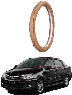 AUTO PEARL Steering Cover For Toyota Etios(Beige, Leatherite)