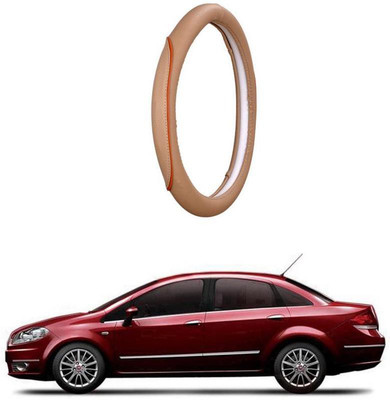 AUTO PEARL Steering Cover For Fiat Linea(Beige, Leatherite)