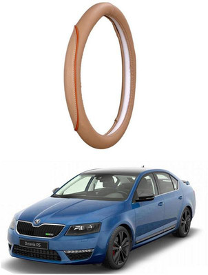 AUTO PEARL Steering Cover For Skoda Octavia(Beige, Leatherite)