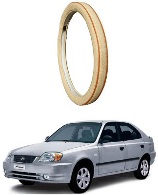 AUTO PEARL Steering Cover For Hyundai Accent(Diamond Beige Red, Leatherite)