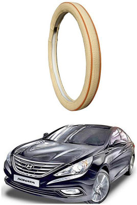 AUTO PEARL Steering Cover For Hyundai Sonata Fluidic(Diamond Beige Red, Leatherite)