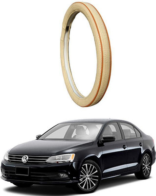 AUTO PEARL Steering Cover For Volkswagen Jetta(Diamond Beige Red, Leatherite)
