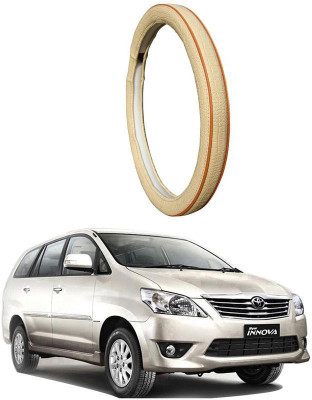AUTO PEARL Steering Cover For Toyota Innova(Diamond Beige Red, Leatherite)