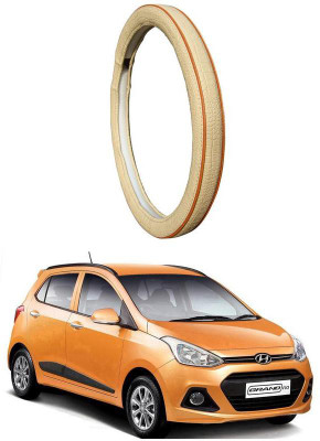 AUTO PEARL Steering Cover For Hyundai Grand i10(Diamond Beige Red, Leatherite)