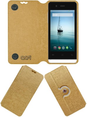 ACM Flip Cover for Lava FLAIR E2(Gold, Cases with Holder, Pack of: 1)