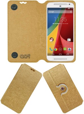 ACM Flip Cover for Motorola Moto G 2nd Gen 2014(Gold, Cases with Holder, Pack of: 1)