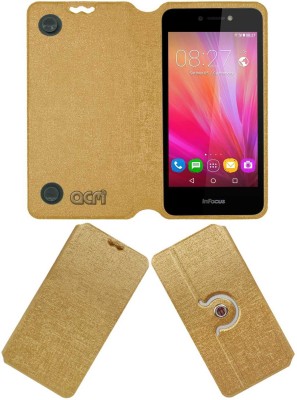 ACM Flip Cover for Infocus Bingo 10 M415(Gold, Cases with Holder, Pack of: 1)