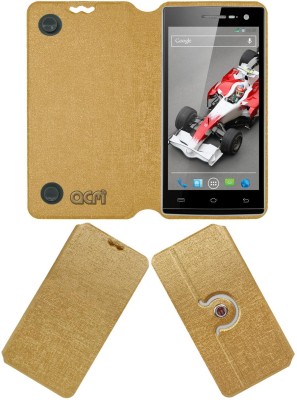 ACM Flip Cover for XOLO Q1010(Gold, Cases with Holder, Pack of: 1)