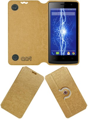 ACM Flip Cover for Lava Iris Fuel 25(Gold, Cases with Holder, Pack of: 1)