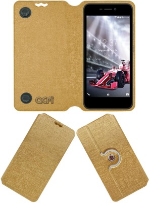 ACM Flip Cover for Intex Aqua Zenith 4g(Gold, Cases with Holder, Pack of: 1)