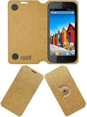 ACM Flip Cover for Micromax A110q Canvas 2 Plus(Gold, Cases with Holder, Pack of: 1)