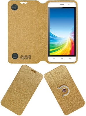 ACM Flip Cover for Intex Cloud 4G Smart(Gold, Cases with Holder, Pack of: 1)