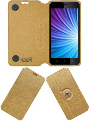 ACM Flip Cover for Ziox Quiq Flash 4g(Gold, Cases with Holder, Pack of: 1)