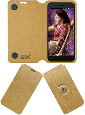 ACM Flip Cover for Intex Aqua Young 4g(Gold, Cases with Holder, Pack of: 1)