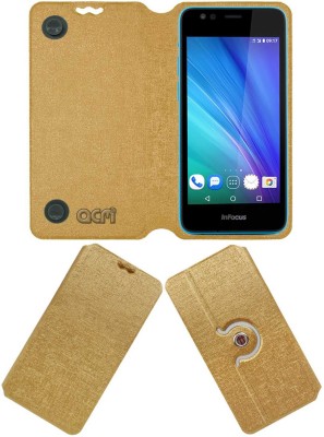 ACM Flip Cover for Infocus Bingo 21(Gold, Cases with Holder, Pack of: 1)