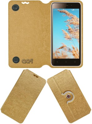 ACM Flip Cover for LYF Wind 6(Gold, Cases with Holder, Pack of: 1)