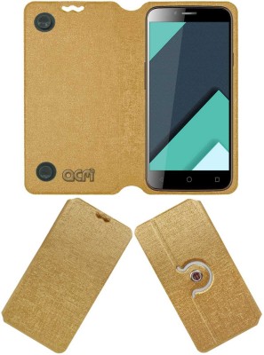 ACM Flip Cover for Karbonn Quattro L50 HD(Gold, Cases with Holder, Pack of: 1)