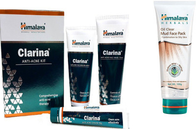 

Himalaya Clarina Anti Acne Kit, Oil Clear Mud Face Pack(Set of 2)
