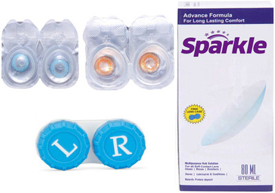 

Sparkle 2 Pair ( Blue - Honey ) Zero Power Monthly Contact Lens(Zero Power, Multicolor, Pack of 2)