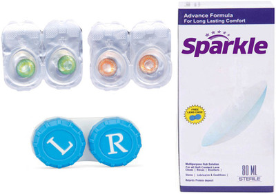

Sparkle 2 Pair ( Green - Honey ) Zero Power Monthly Contact Lens(Zero Power, Multicolor, Pack of 2)