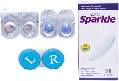 

Sparkle 2 Pair ( DarkBlue - Hazel ) Zero Power Monthly Contact Lens(Zero Power, Multicolor, Pack of 2)