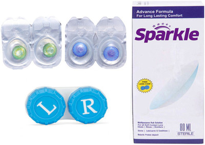 

Sparkle 2 Pair ( DarkBlue - Green ) Zero Power Monthly Contact Lens(Zero Power, Multicolor, Pack of 2)