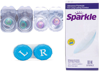

Sparkle 2 Pair ( Aqua - Violet ) Zero Power Monthly Contact Lens(Zero Power, Multicolor, Pack of 2)