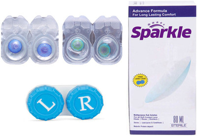 

Sparkle 2 Pair ( Dark Blue - Aqua ) Zero Power Monthly Contact Lens(Zero Power, Multicolor, Pack of 2)