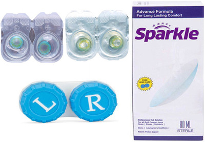 

Sparkle 2 Pair ( Green - Aqua ) Zero Power Monthly Contact Lens(Zero Power, Multicolor, Pack of 2)