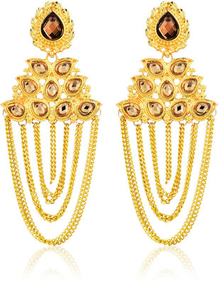 Divastri Style Smokey Crystal Wedding Party Wear Traditional Metal Drops & Danglers