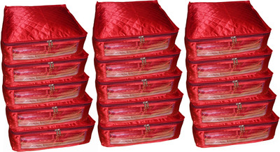 

Funkroo High Quality Pack of 15 Satin 6 inch Height Saree Cover Gift Organizer bag vanity pouch Keep saree/Suit/Travelling Pouch(Maroon)