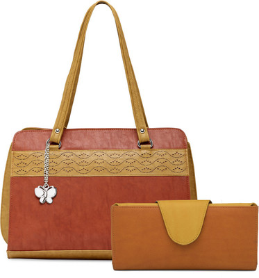 

Butterflies Hand-held Bag(Tan, Brown), Brown;tan