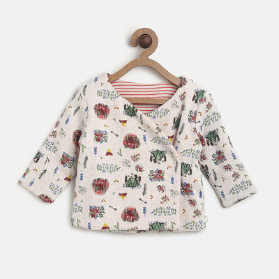 

Mini Klub Full Sleeve Printed Baby Girls Jacket, Oatmeal