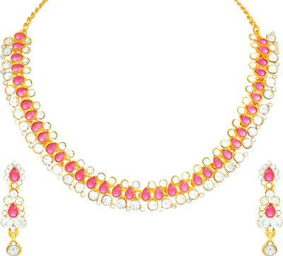 Atasi International Alloy Gold-plated Pink Jewellery Set(Pack of 1)
