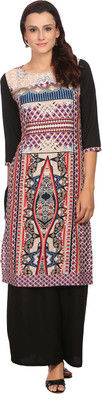 ALOM Women Geometric Print Straight Kurta(Multicolor)