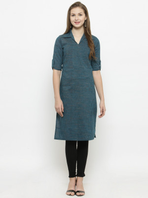 Sayesha Women Solid Straight Kurta(Blue)