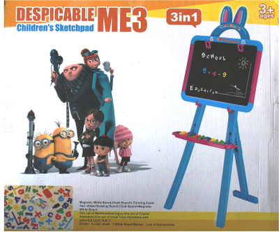 

Toyswala 3 In 1 Double Sided Educational Magnetic White Chalk Board Learning Easel(Multicolor)