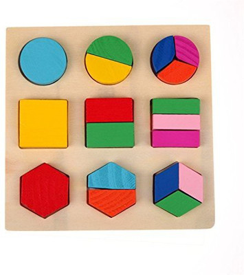 

Lanlan 1Pcs Children Educational Wooden Puzzle Toy Geometry Shape Matching Plate Equal Division Board Kids Basic Skills Development(Multicolor)