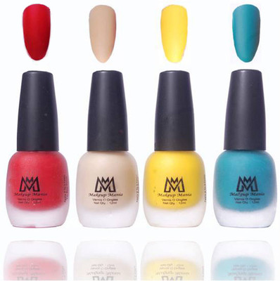 

Makeup Mania Premium Collection Nail Polish, Combo of 4 Velvet Matte Nail Enamels - MM#19 Multicolor(Pack of 4)