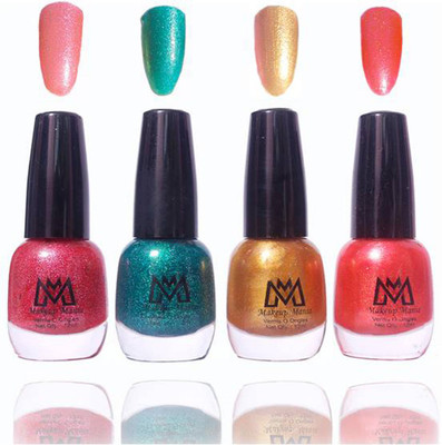 

Makeup Mania Premium Collection Nail Polish - Combo of 4 Fine Zari Nail Enamel - MM#13 Multicolor(Pack of 4)