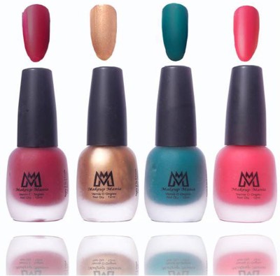 

Makeup Mania Premium Collection Nail Polish, Combo of 4 Velvet Matte Nail Enamels - MM#17 Multicolor(Pack of 4)