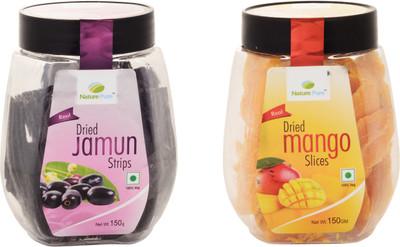 

Nature Pure Dried Fruits- Jamun Strips Jar + Mango Slices Jar (150g+150g) Pack of 2 Assorted Fruit(300 g, Plastic Bottle)