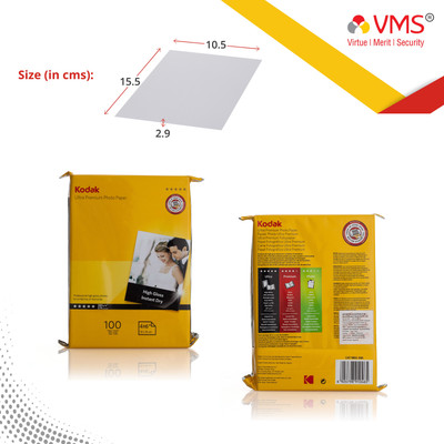 

Kodak Inkjet Paper Poly Pack 4X6 280 GSM [100Sheets] High Gloss 4R Inkjet Paper(Set of 1, White)