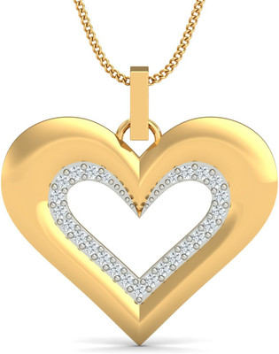 15% OFF on KuberBox Stylish Heart Diamond Yellow Gold Pendant