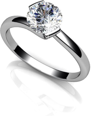 

Royal Jewellery Alloy Swarovski Zirconia Platinum Plated Ring, Silver